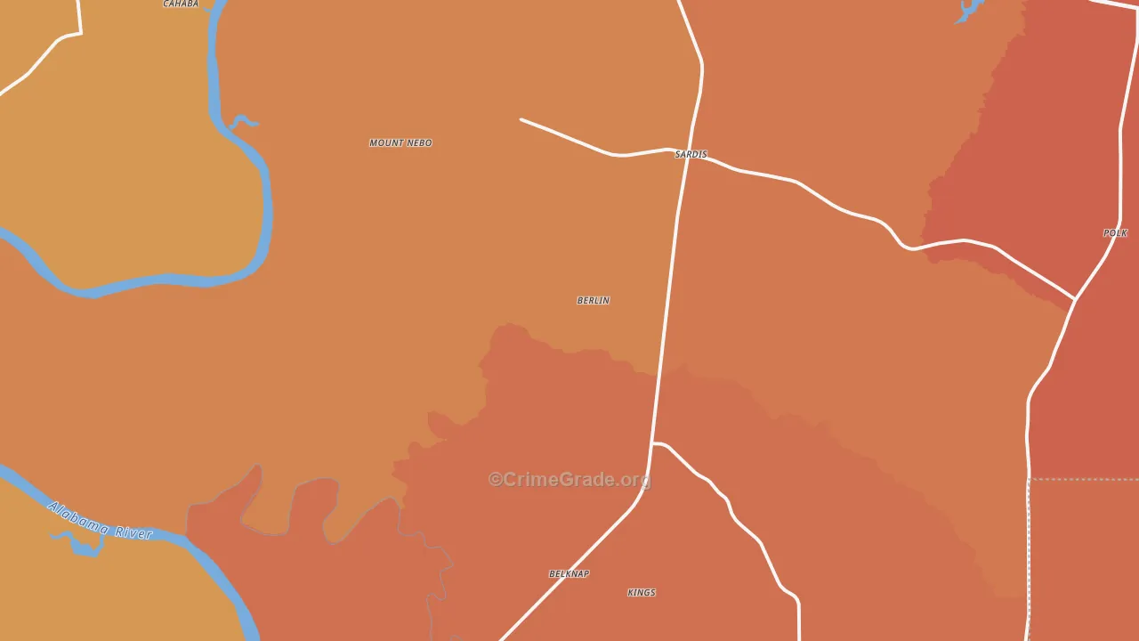 Sardis, AL Map of Vehicle Theft Rates
