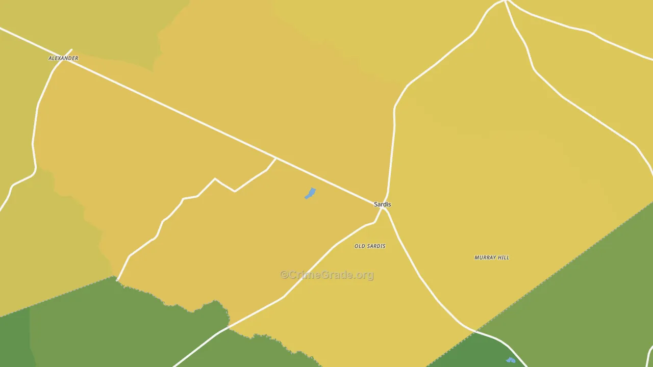 Sardis, GA Map of Vehicle Theft Rates