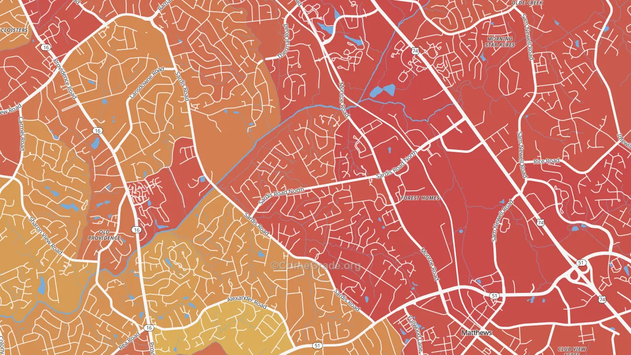 Sardis Woods, Charlotte, NC Map of Vehicle Theft Rates