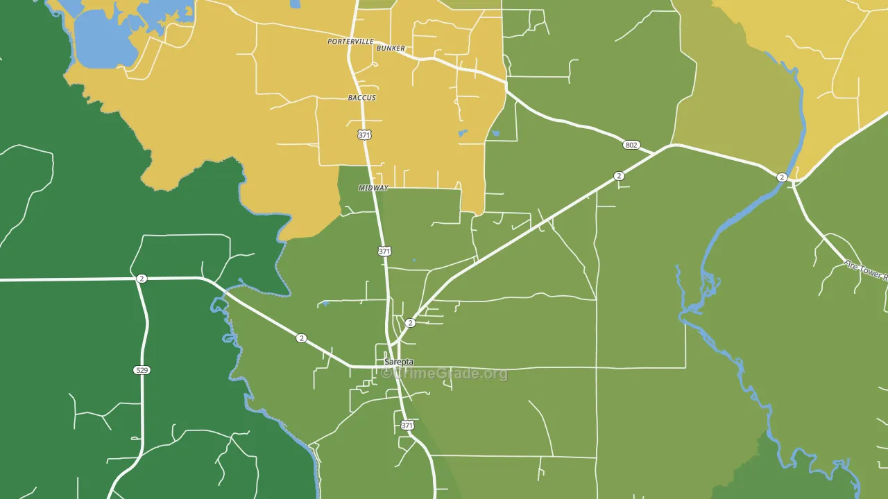 Sarepta, LA Map of Vehicle Theft Rates