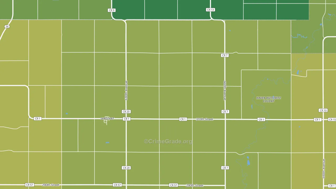 Sargeant, MN Map of Vehicle Theft Rates