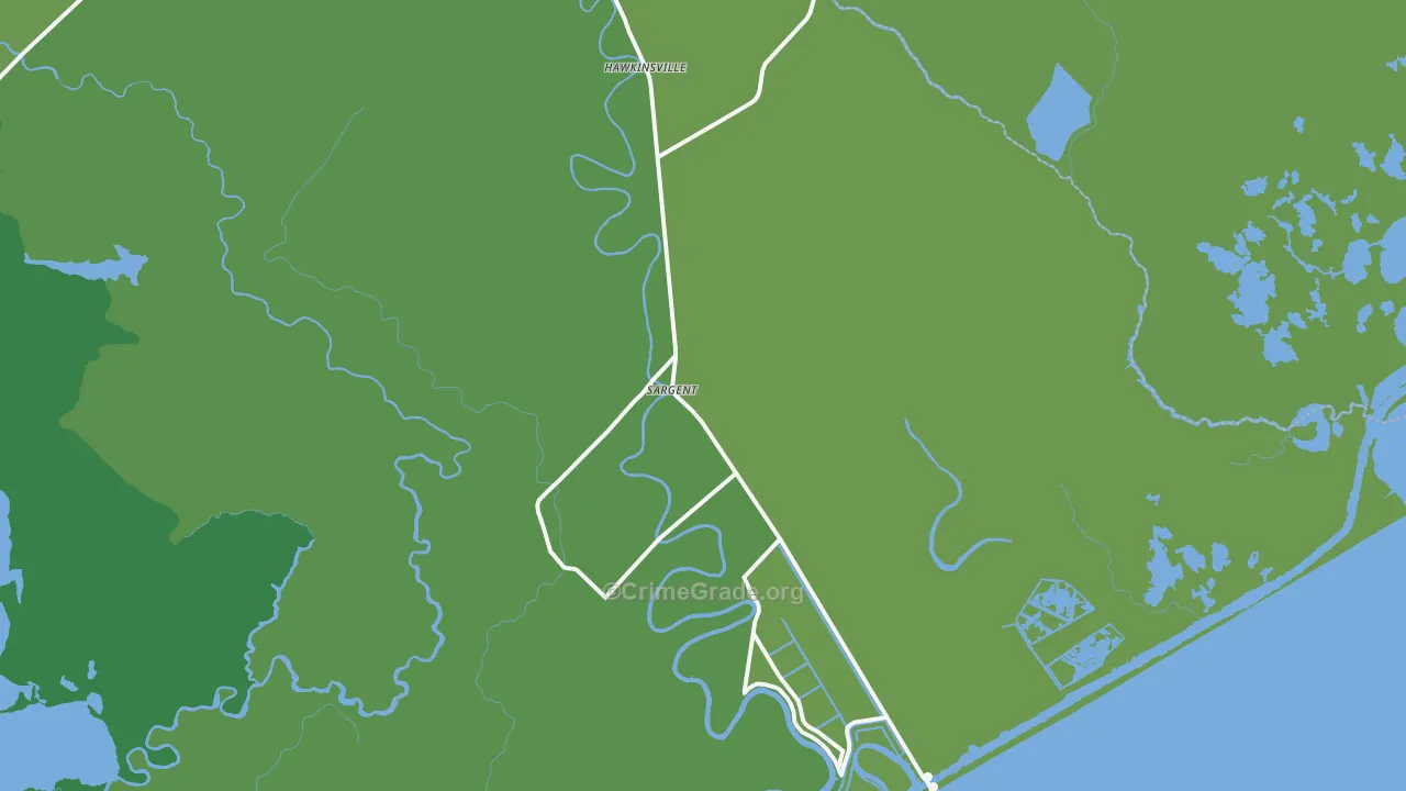 Sargent, TX Map of Vehicle Theft Rates
