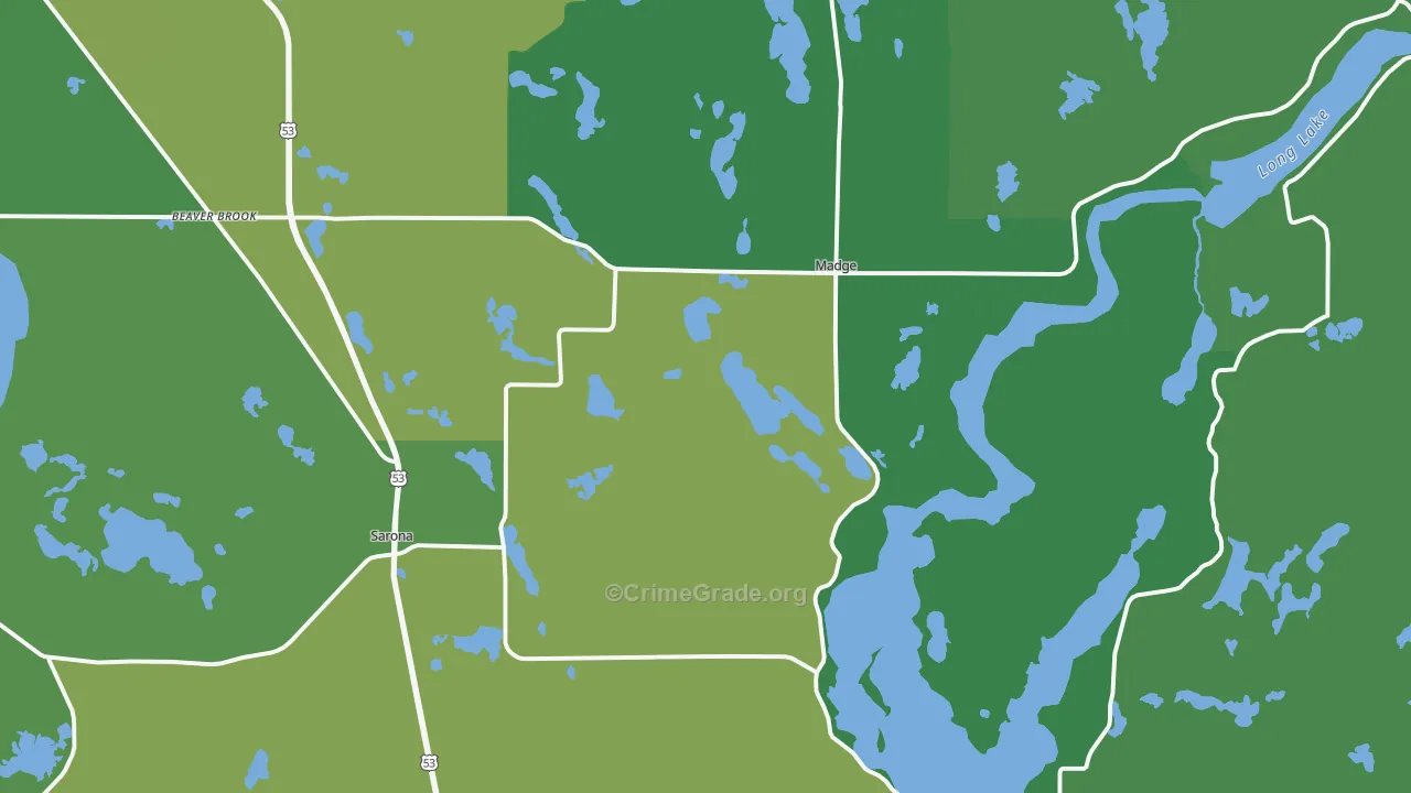 Sarona, WI Map of Vehicle Theft Rates