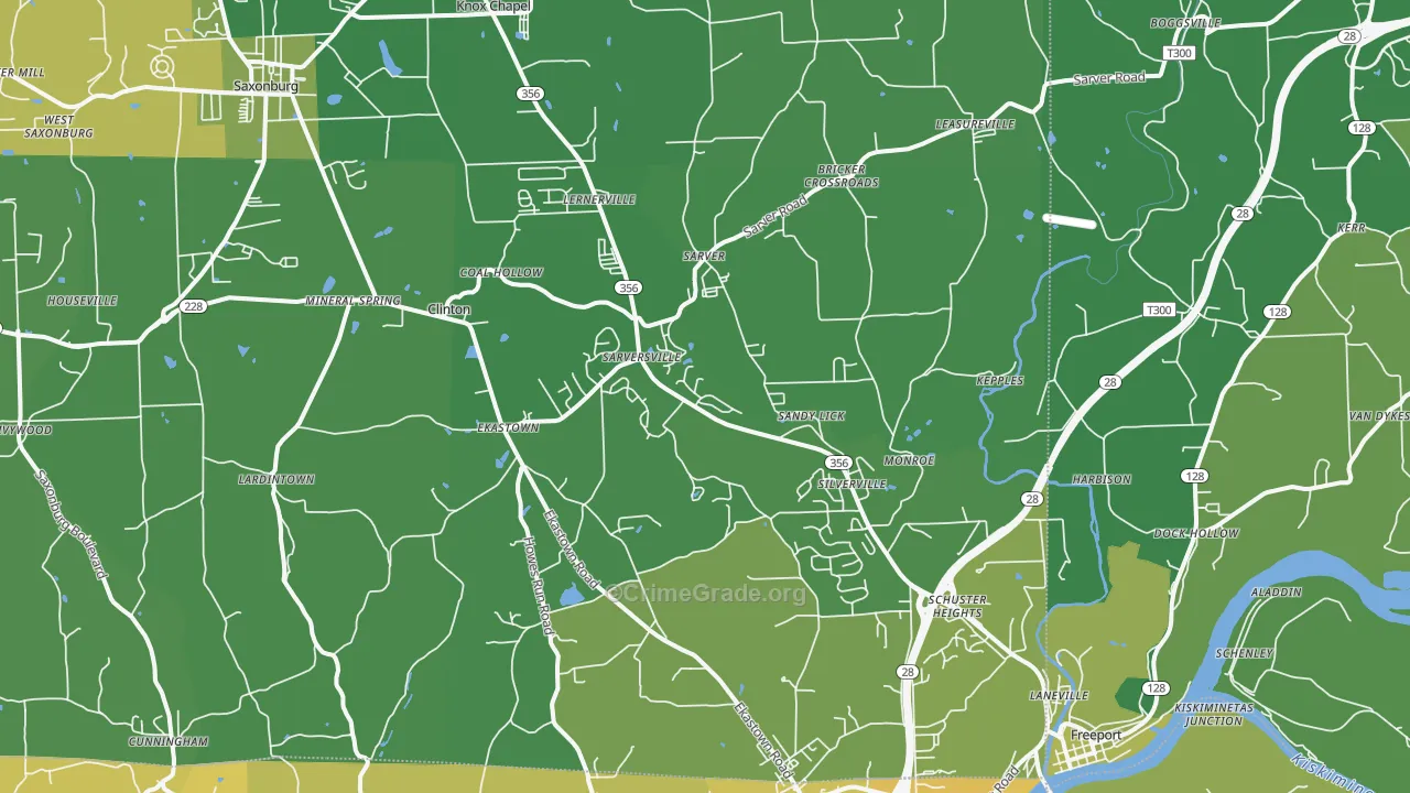 Sarver, PA Map of Vehicle Theft Rates