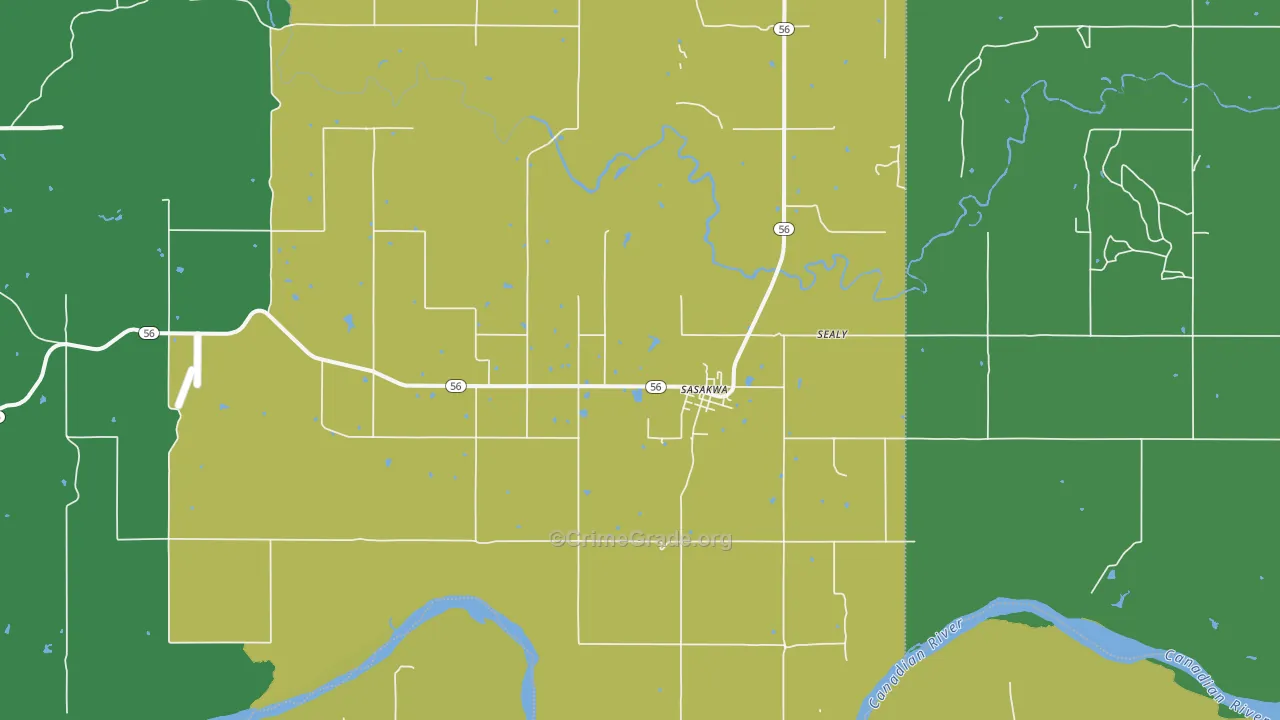 Sasakwa, OK Map of Vehicle Theft Rates