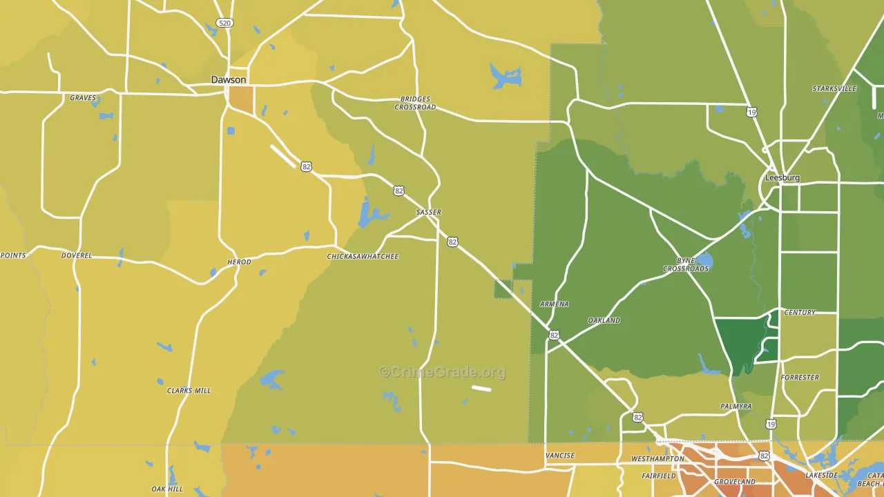 Sasser, GA Map of Vehicle Theft Rates