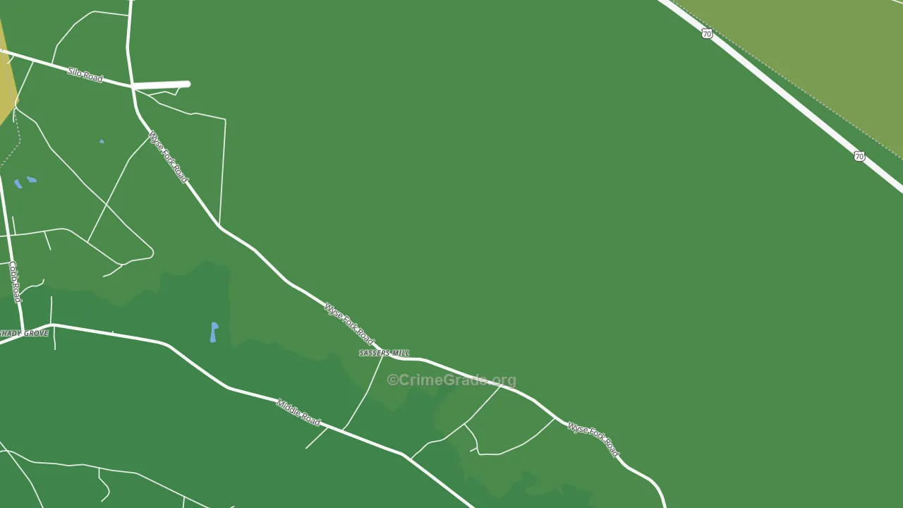 Sassers Mill, NC Map of Vehicle Theft Rates