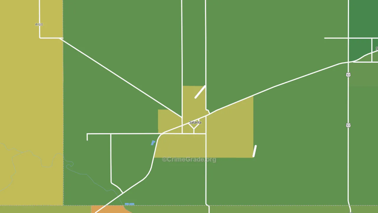 Satanta, KS Map of Vehicle Theft Rates