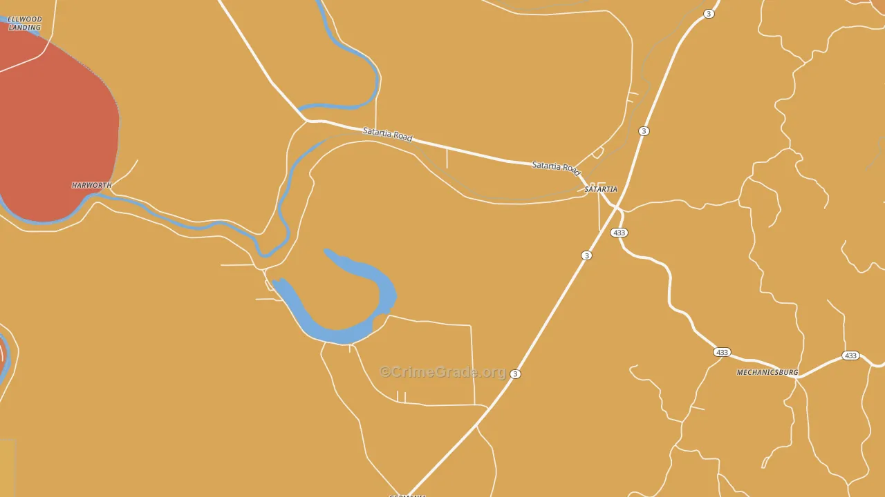 Satartia, MS Map of Vehicle Theft Rates