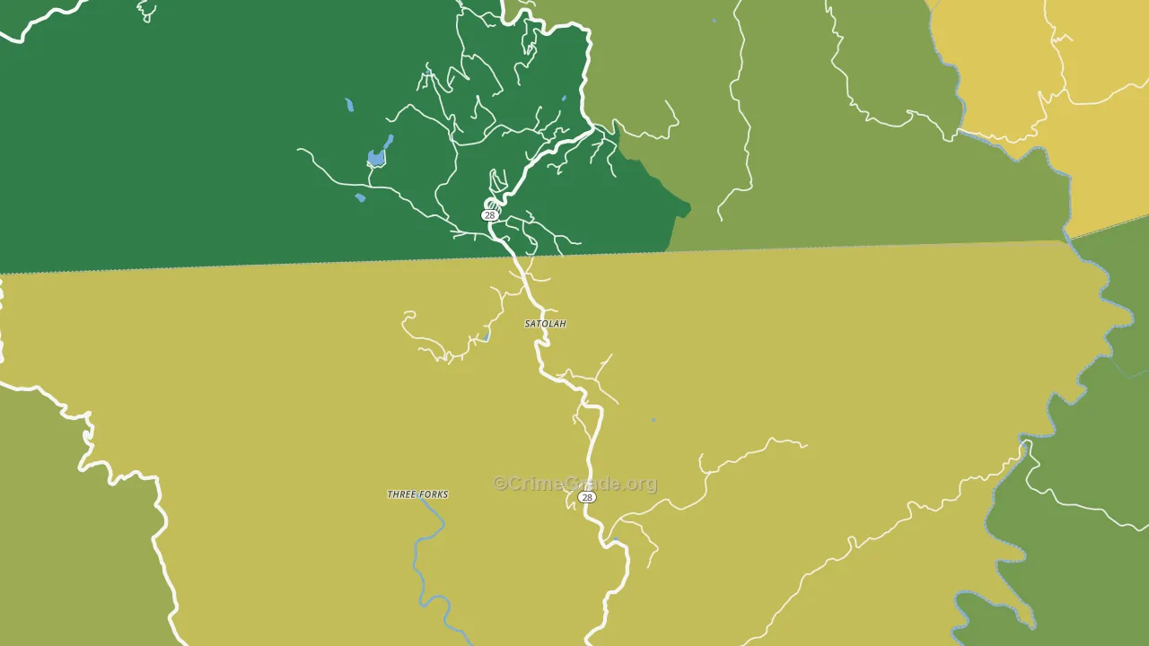 Satolah, GA Map of Vehicle Theft Rates