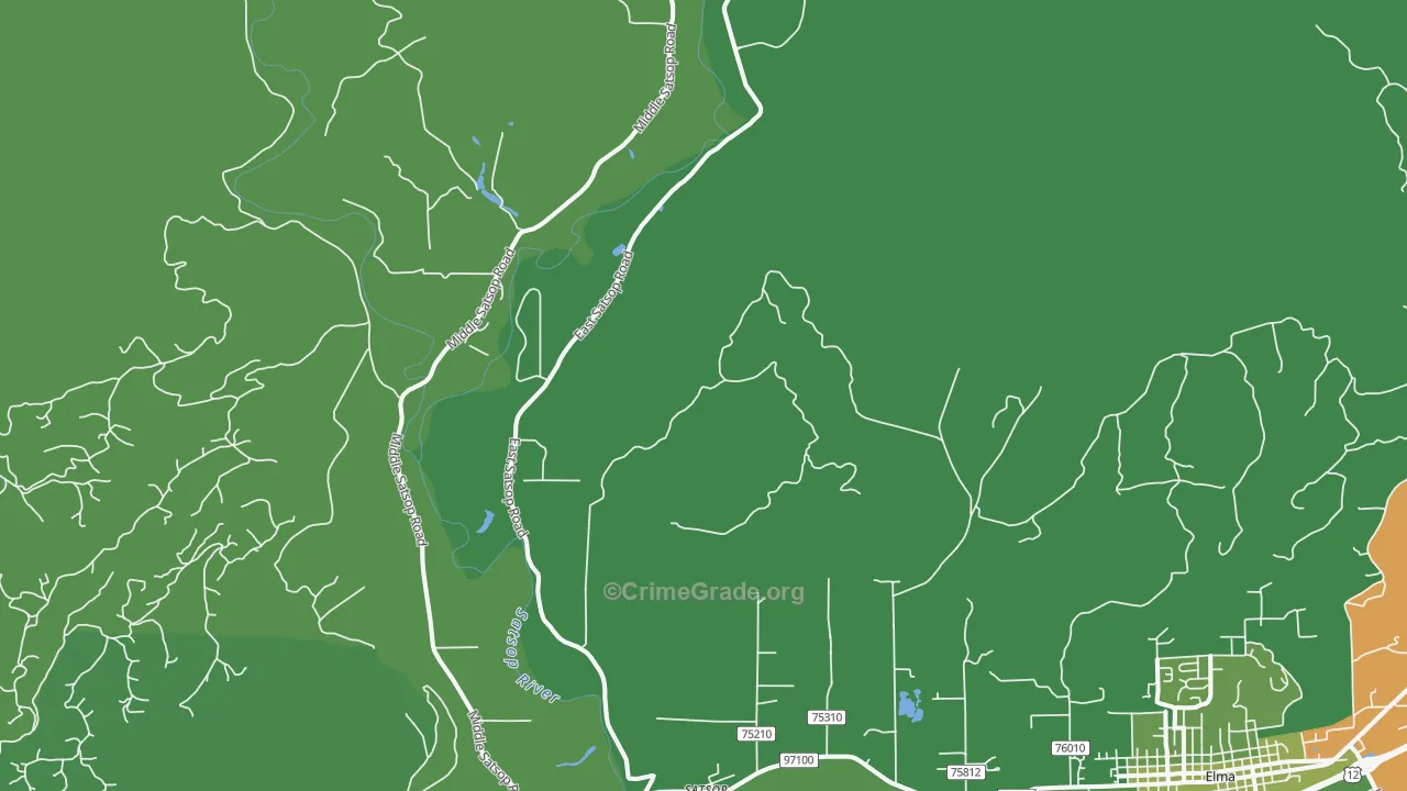 Satsop, WA Map of Vehicle Theft Rates