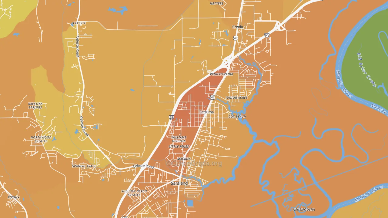 Satsuma, AL Map of Vehicle Theft Rates