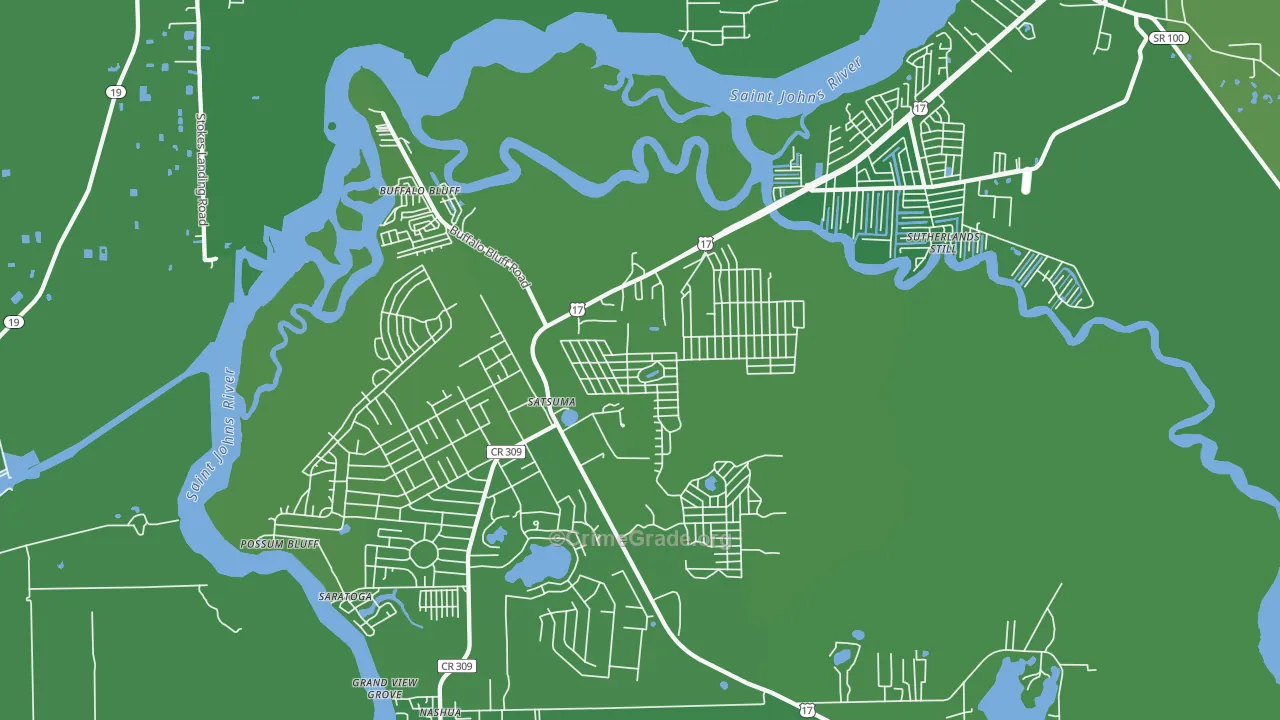 Satsuma, FL Map of Vehicle Theft Rates