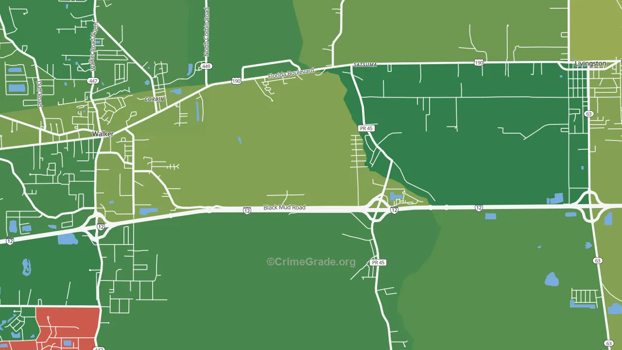 Satsuma, LA Map of Vehicle Theft Rates
