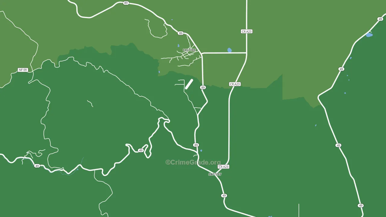 Sattley, CA Map of Vehicle Theft Rates