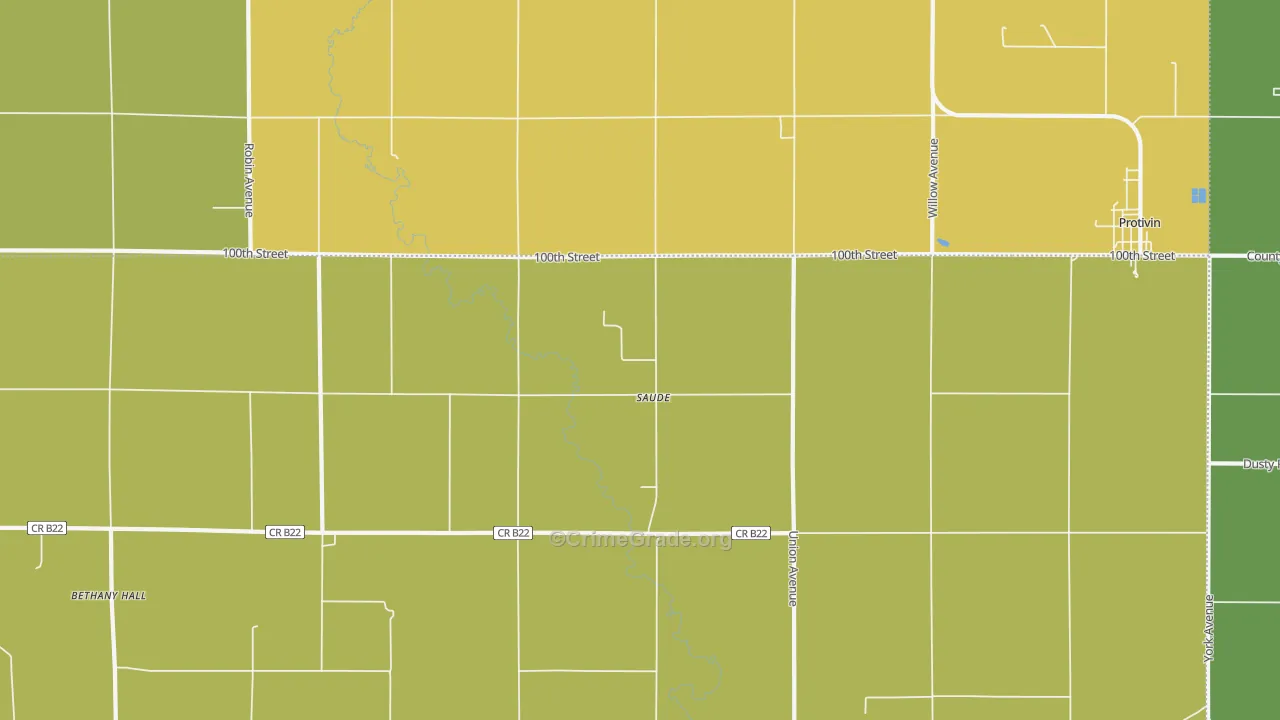 Saude, IA Map of Vehicle Theft Rates