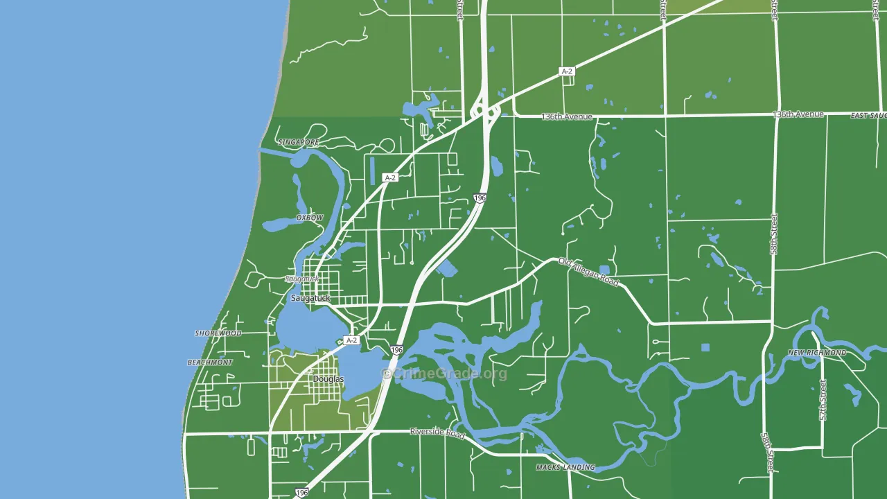 Saugatuck, MI Map of Vehicle Theft Rates
