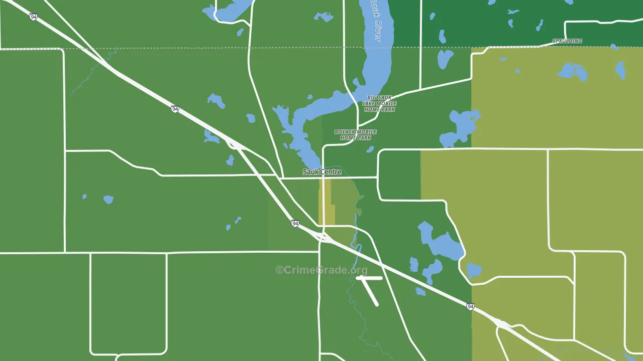 Sauk Centre, MN Map of Vehicle Theft Rates