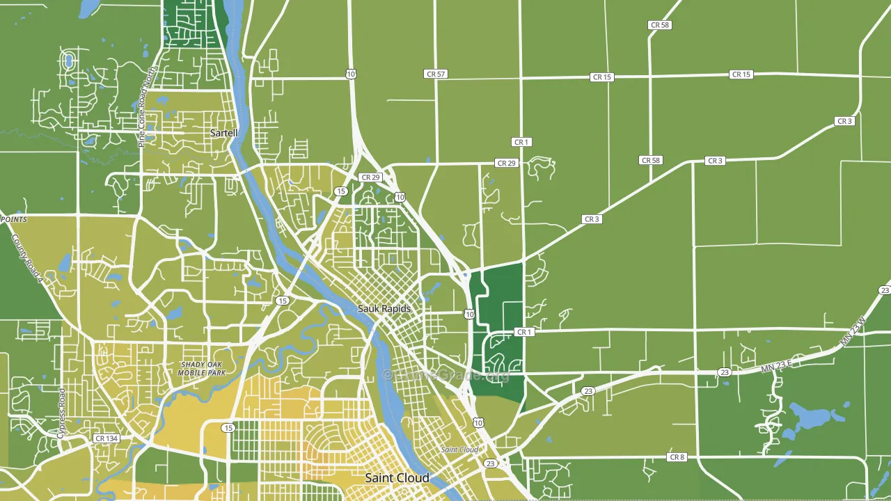 Sauk Rapids, MN Map of Vehicle Theft Rates