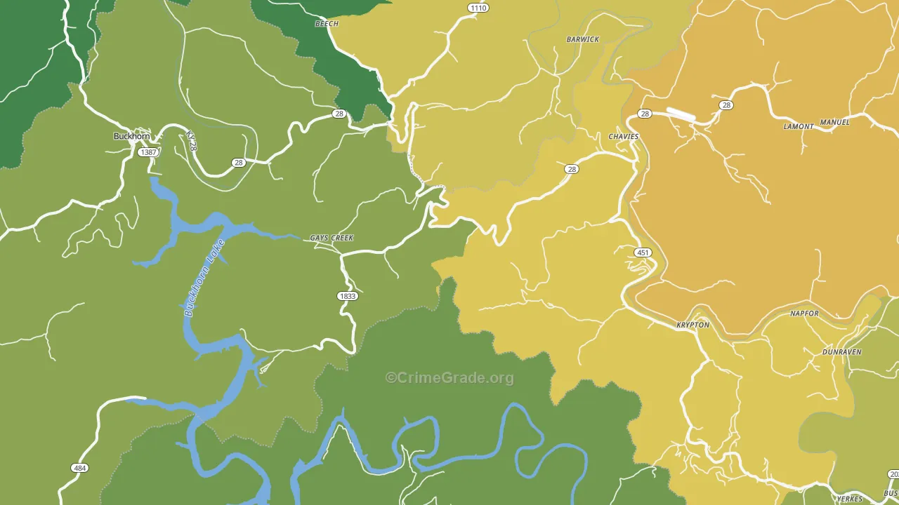 Saul, KY Map of Vehicle Theft Rates