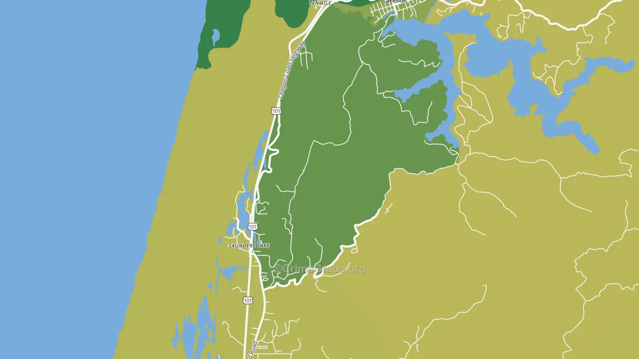Saunders Lake, OR Map of Vehicle Theft Rates