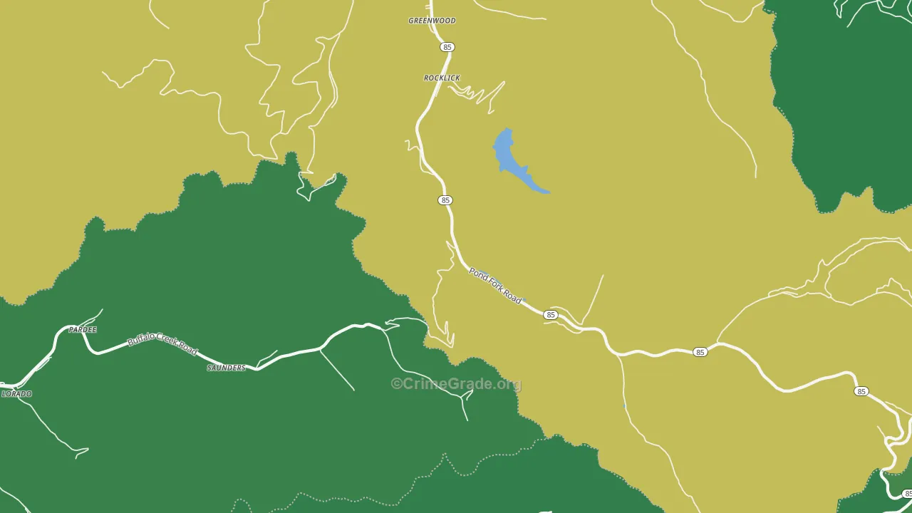 Saunders, WV Map of Vehicle Theft Rates