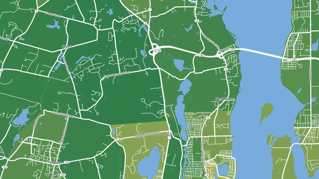 Saunderstown, RI Map of Vehicle Theft Rates
