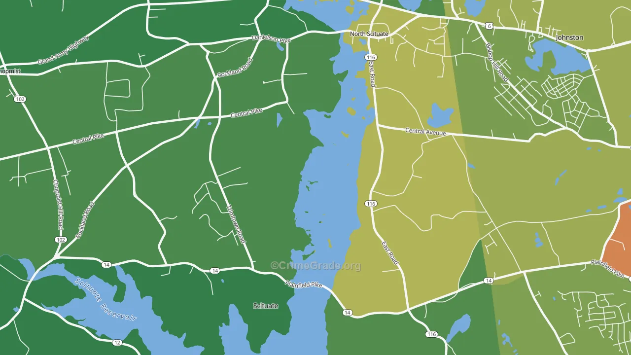 Saundersville, RI Map of Vehicle Theft Rates