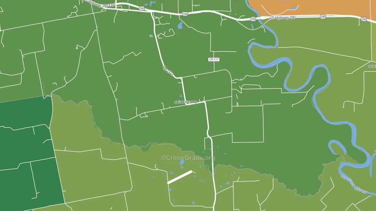 Sauney Stand, TX Map of Vehicle Theft Rates
