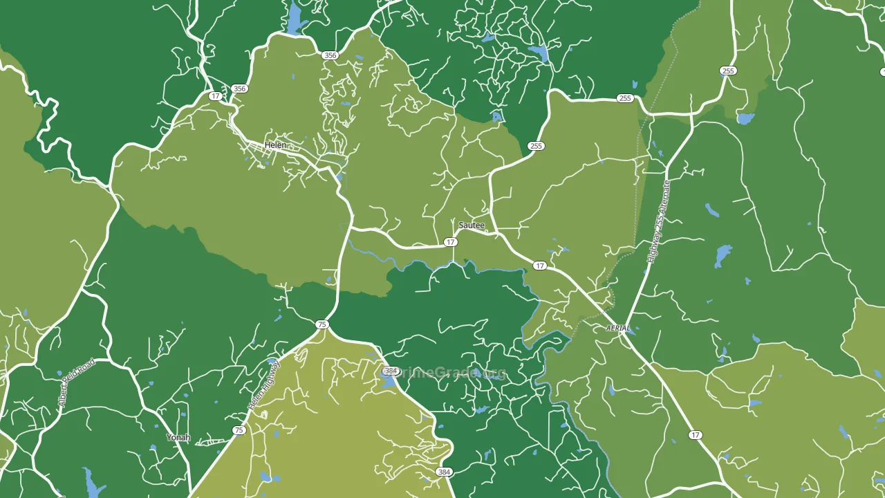 Sautee Nacoochee, GA Map of Vehicle Theft Rates