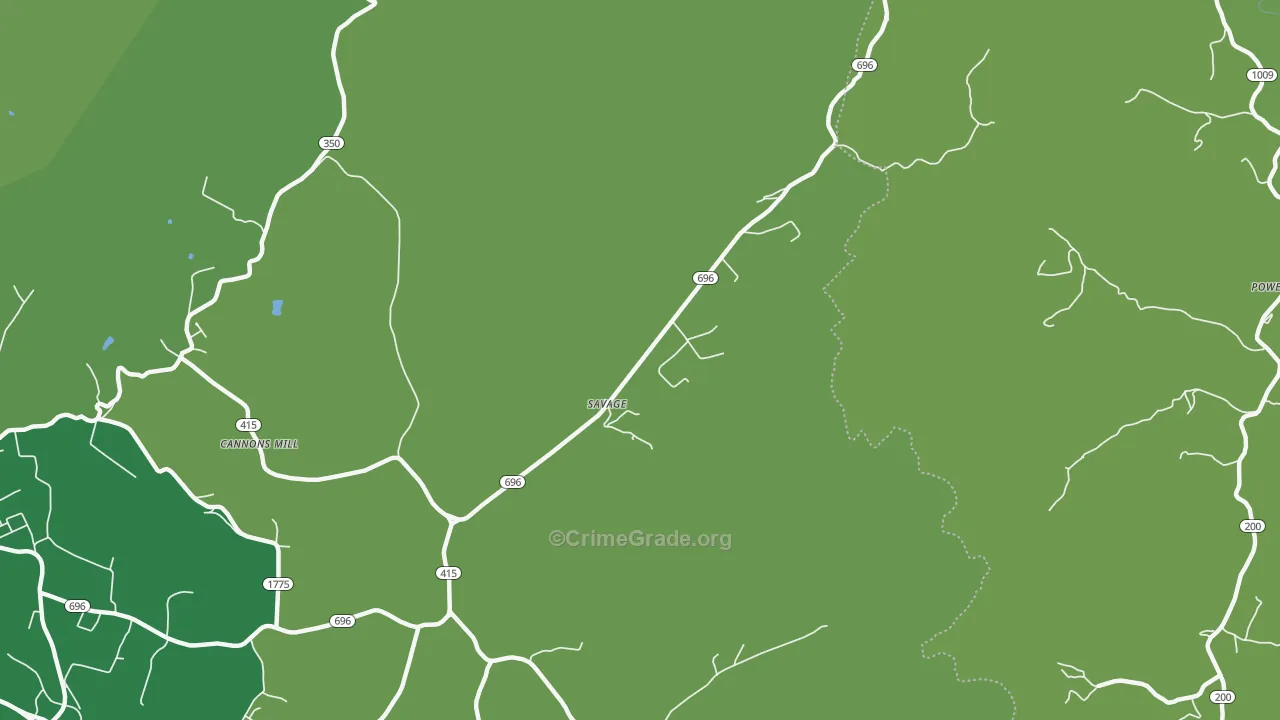 Savage, KY Map of Vehicle Theft Rates