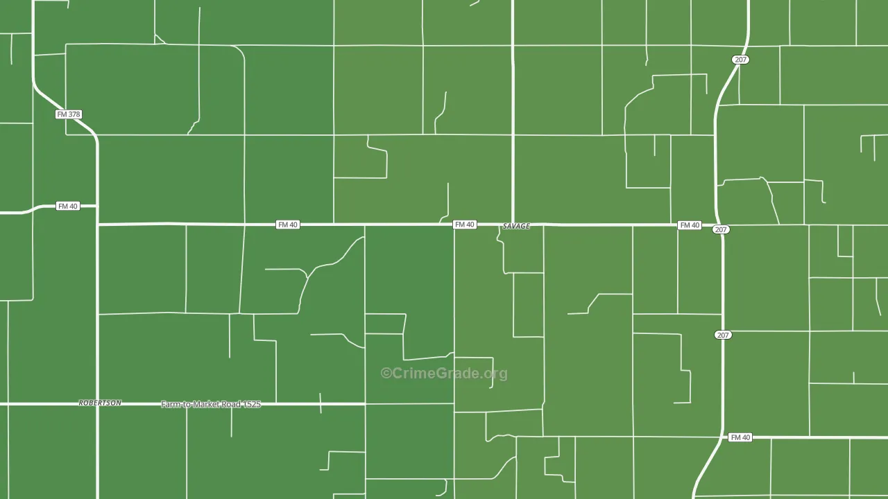 Savage, TX Map of Vehicle Theft Rates