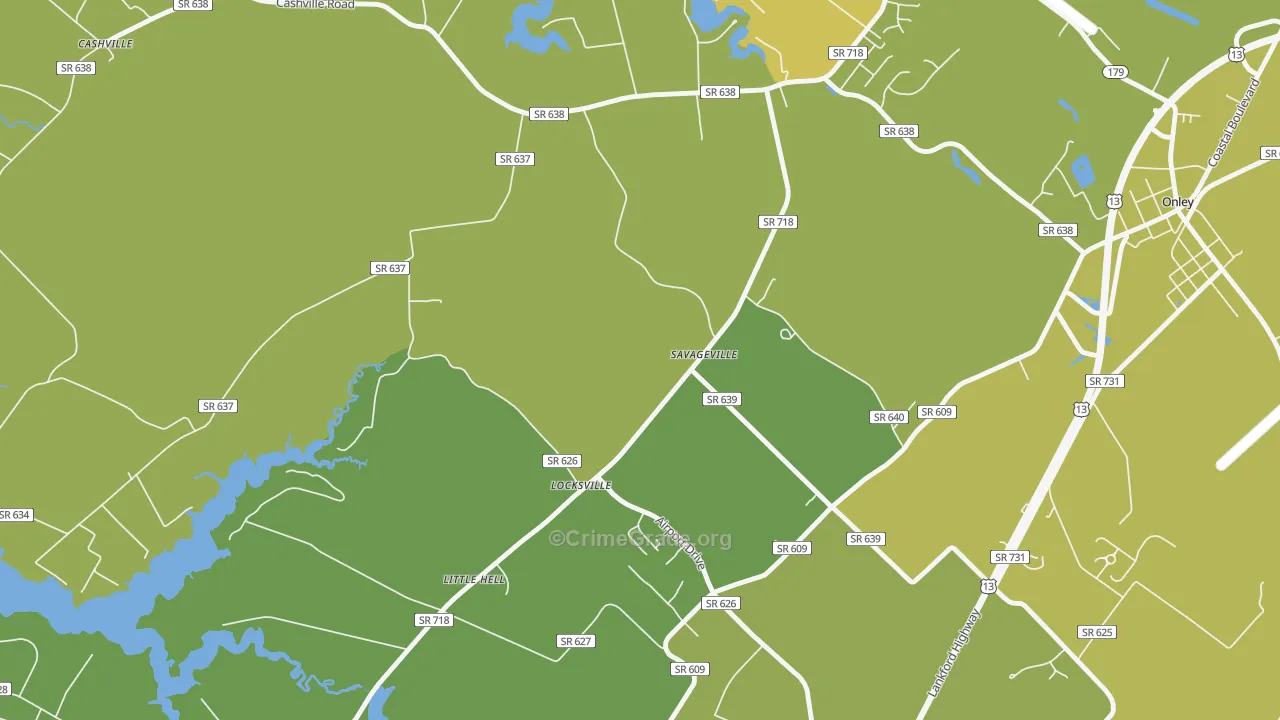 Savageville, VA Map of Vehicle Theft Rates