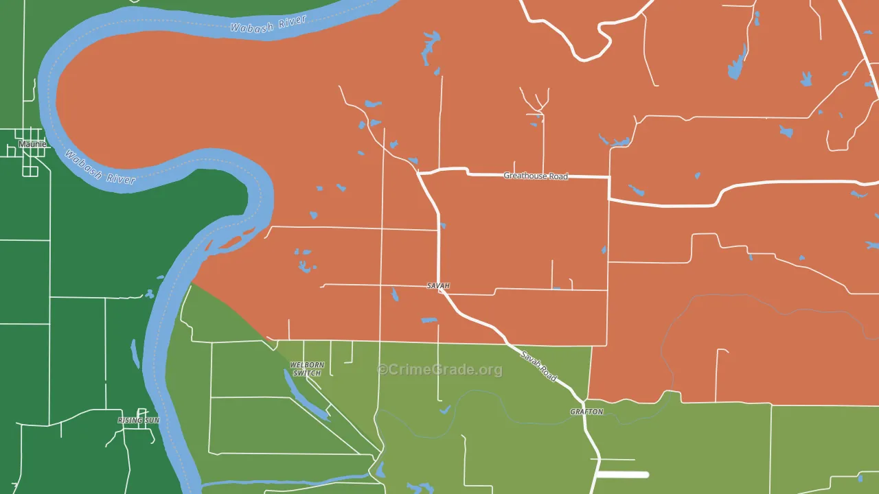 Savah, IN Map of Vehicle Theft Rates