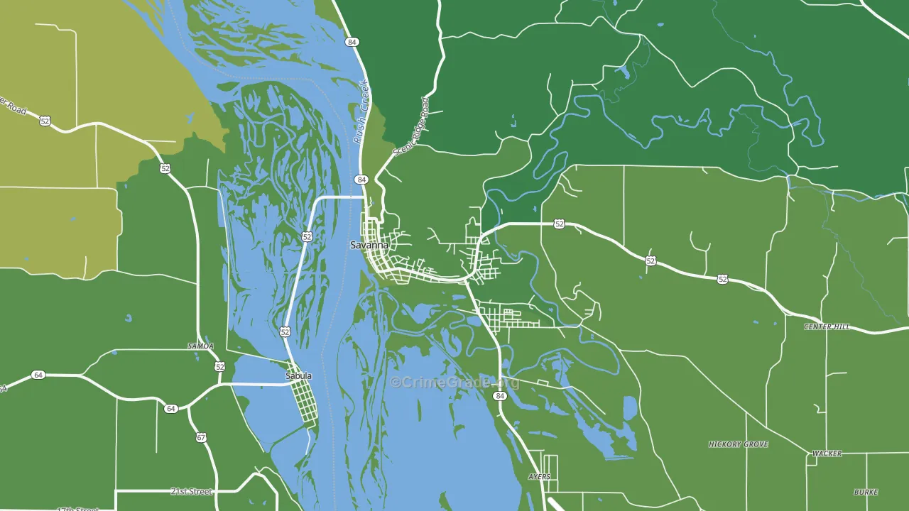 Savanna, IL Map of Vehicle Theft Rates