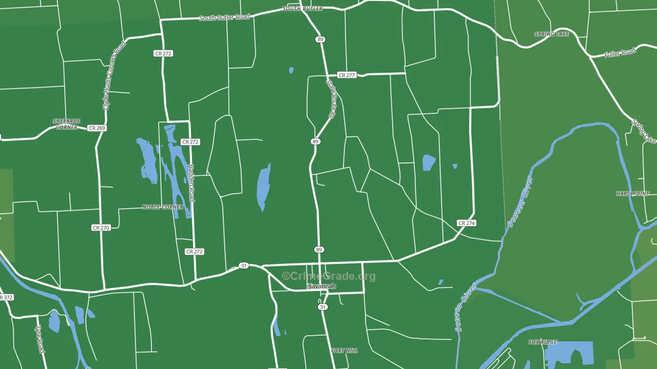Savannah, NY Map of Vehicle Theft Rates