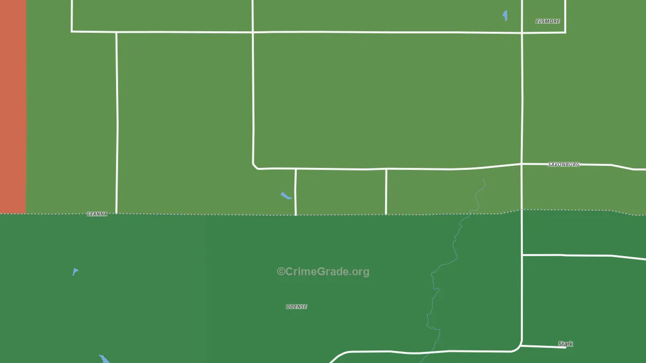 Savonburg, KS Map of Vehicle Theft Rates