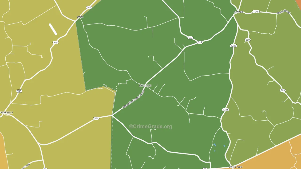 Savoyard, KY Map of Vehicle Theft Rates