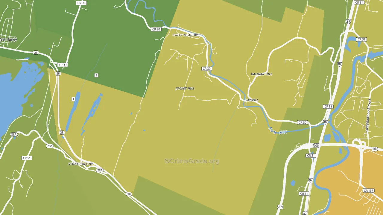 Sawkill, NY Map of Vehicle Theft Rates