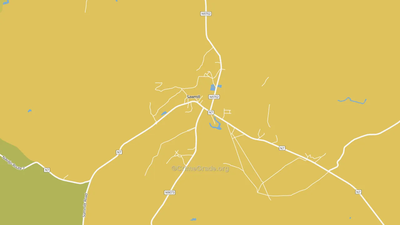 Sawmill, AZ Map of Vehicle Theft Rates