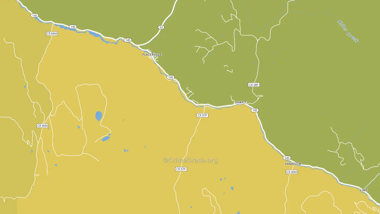Sawpit, CO Map of Vehicle Theft Rates