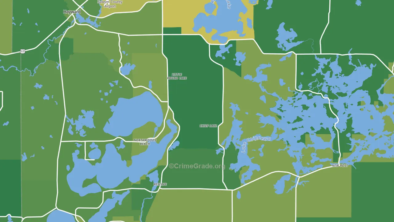 Sawyer County, WI Map of Vehicle Theft Rates