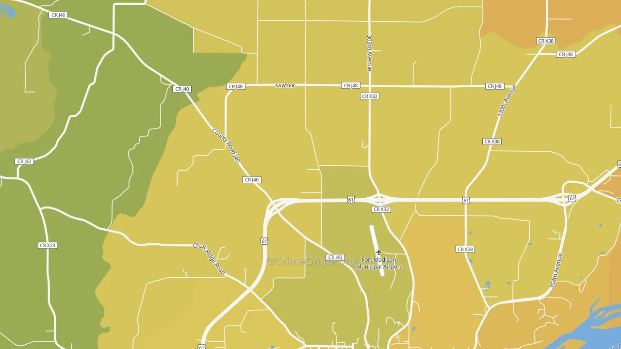 Sawyer, IA Map of Vehicle Theft Rates