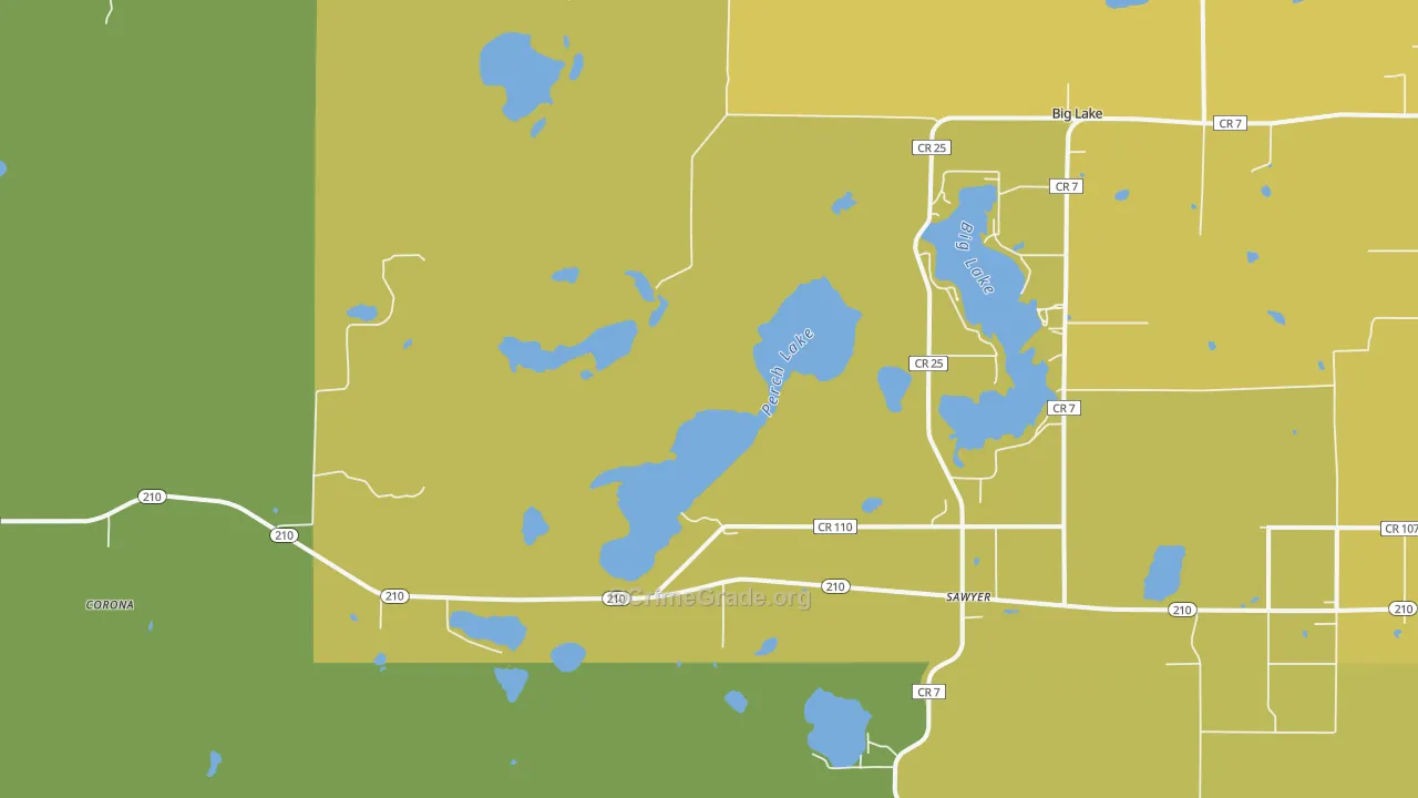 Sawyer, MN Map of Vehicle Theft Rates