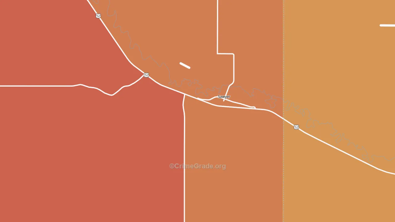 Sawyer, ND Map of Vehicle Theft Rates