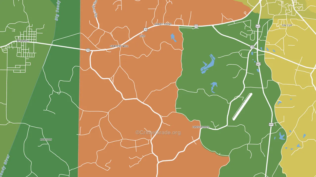 Sawyers Mill, TN Map of Vehicle Theft Rates