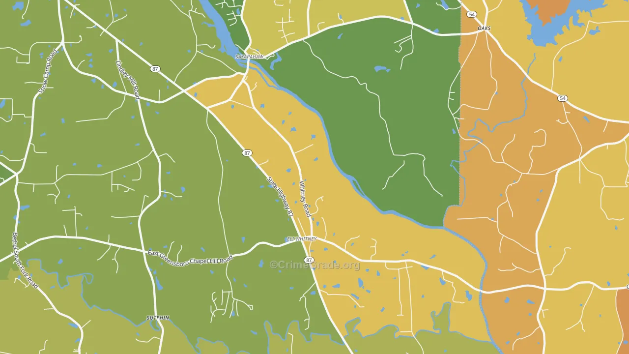 Saxapahaw, NC Map of Vehicle Theft Rates