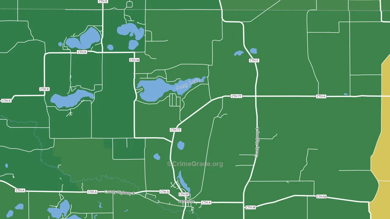 Saxeville, WI Map of Vehicle Theft Rates