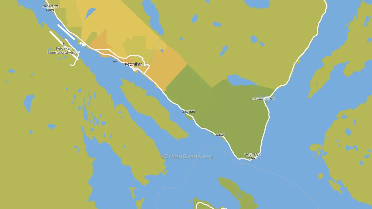 Saxman, AK Map of Vehicle Theft Rates