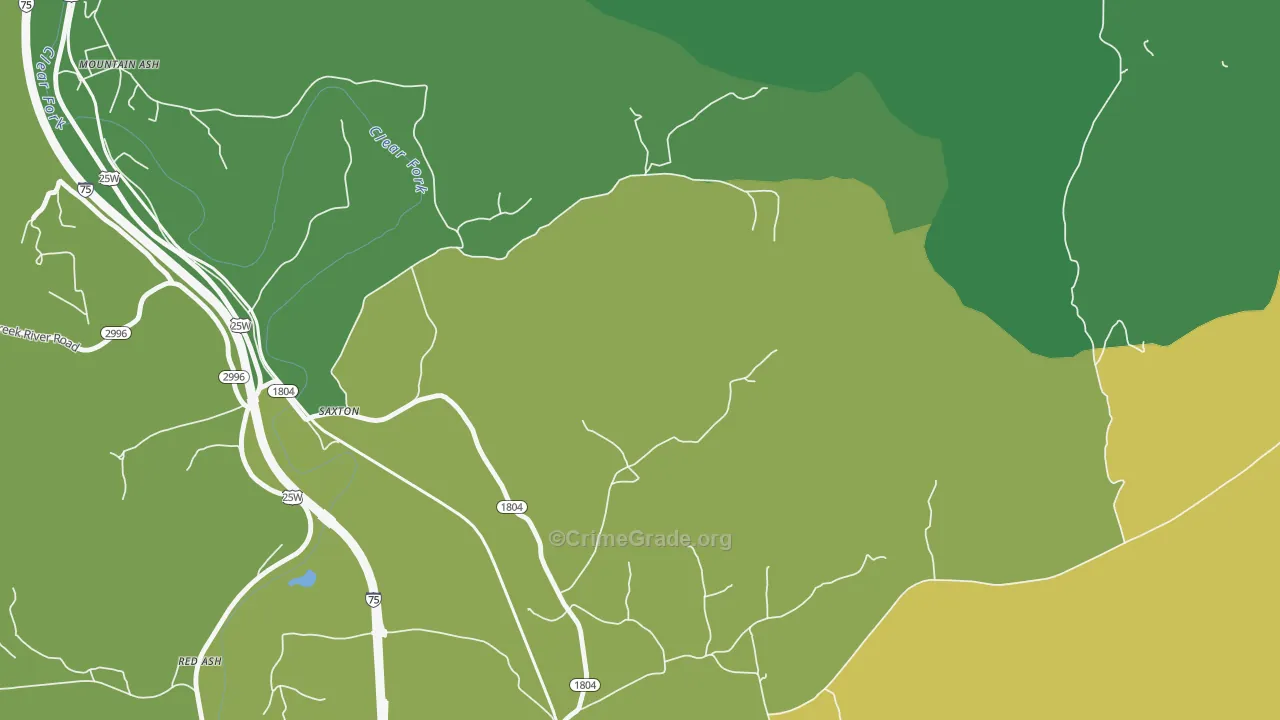 Saxton, KY Map of Vehicle Theft Rates